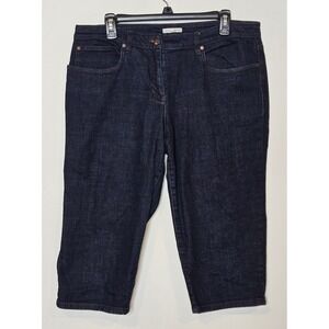 Eileen Fisher Denim Cropped Pants Womens Size L Dark‎ Wash Casual